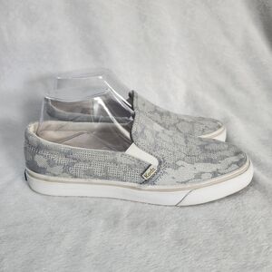 KEDS Women's Jump Kick Leo‎ Chambray Light Gray Canvas Slip-On Shoes Size 8.5